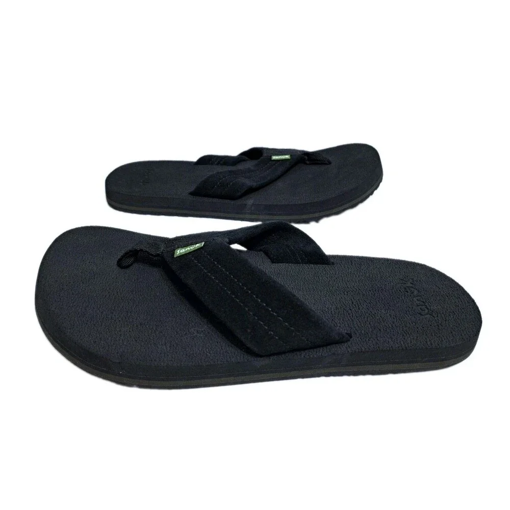 Sanuk Beer Cozy Coaster Flip-Flops Men’s Size 6 Black Beach Pool